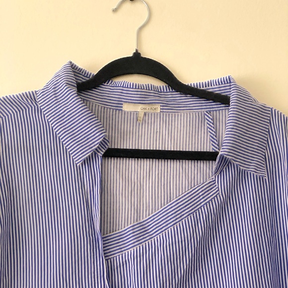 Oak + Fort Off Shoulder Striped Blouse - Picture 2 of 7